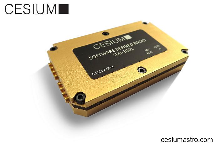 Figure 4: The SDR-1001 is a high-performance compact SDR designed to operate in LEO. The Cesium SDR-1001 sets a new standard in SWaP-C. It includes four receive channels, four transmit channels, and a state-of-the-art FPGA in a credit-card-sized footprint. The module is suitable for demanding digital signal processing and communications applications (image credit: CesiumAstro)