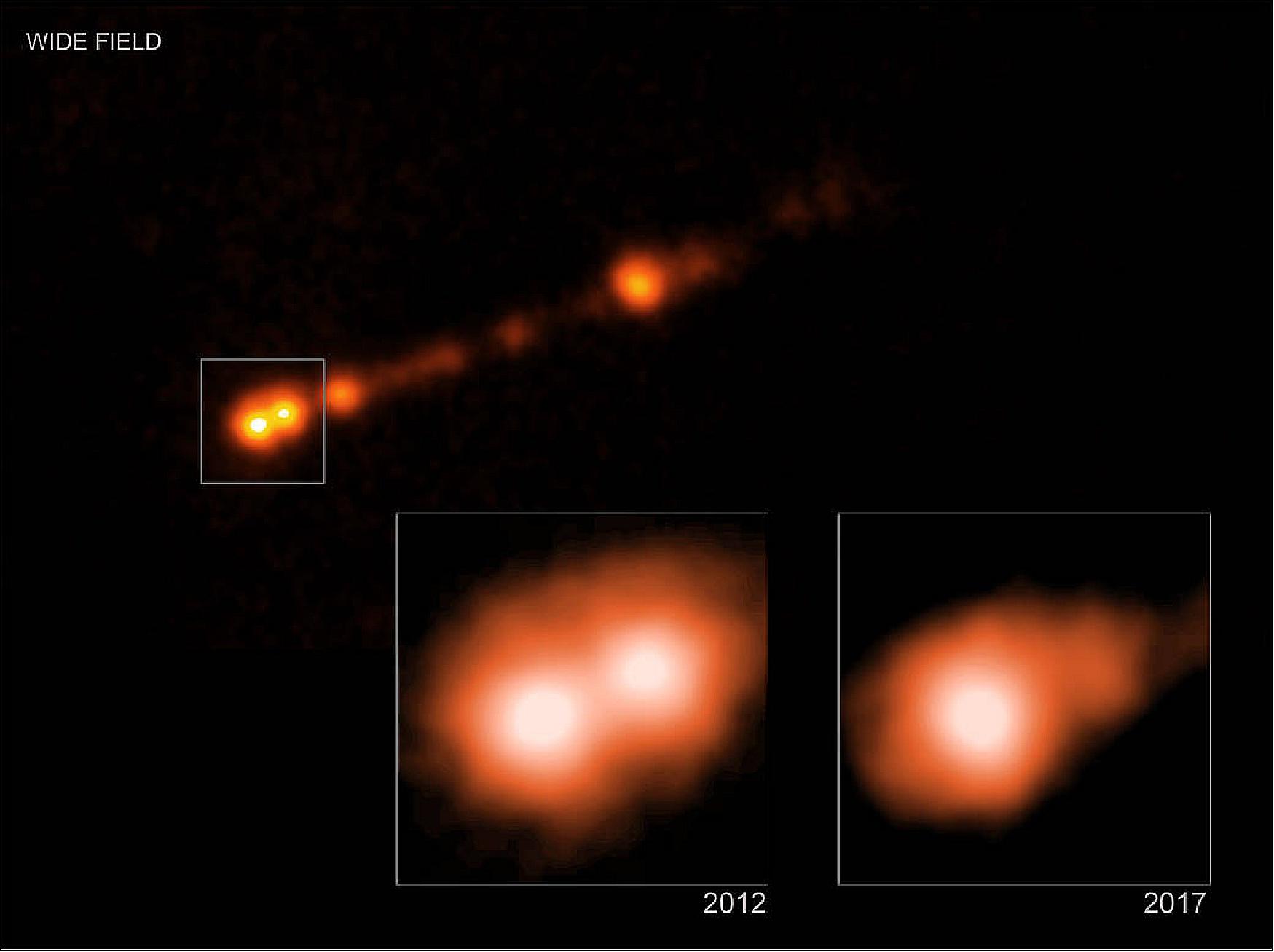 Figure 27: Using NASA’s Chandra X-ray Observatory, astronomers have seen that the famous giant black hole in Messier 87 is propelling particles at speeds greater than 99% of the speed of light (image credit: NASA/CXC/SAO/B, Brad Snios, et al.)