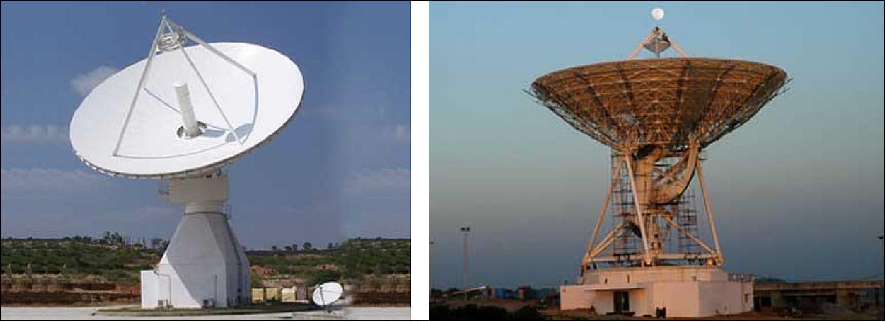 Figure 26: Photo of the 18 m and 32 m antennas of the IDSN (Indian Deep Space Network), image credit: ISRO