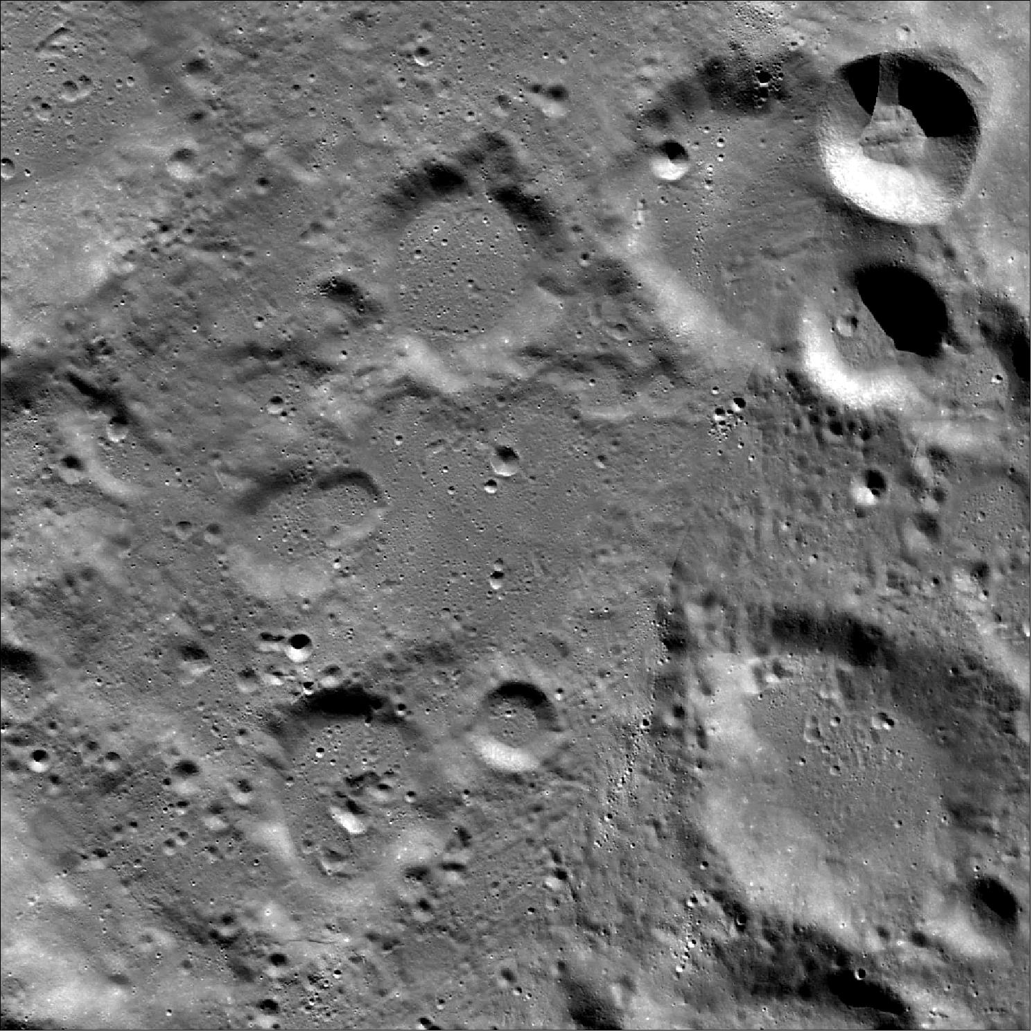 Figure 19: A view looking down on the Vikram landing site, this image acquired before the landing attempt (image credit: NASA/Goddard/Arizona State University)