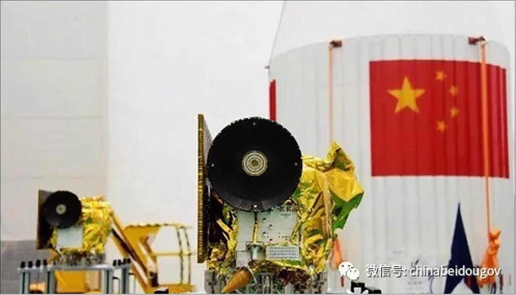 Figure 44: Photo of the Longjiang-1 and -2 microsatellites at the launch site, which were launched to the Moon with the Queqiao/Chang'e-4 lunar relay satellite on May 20, 2018 (image credit: Harbin Institute of Technology)