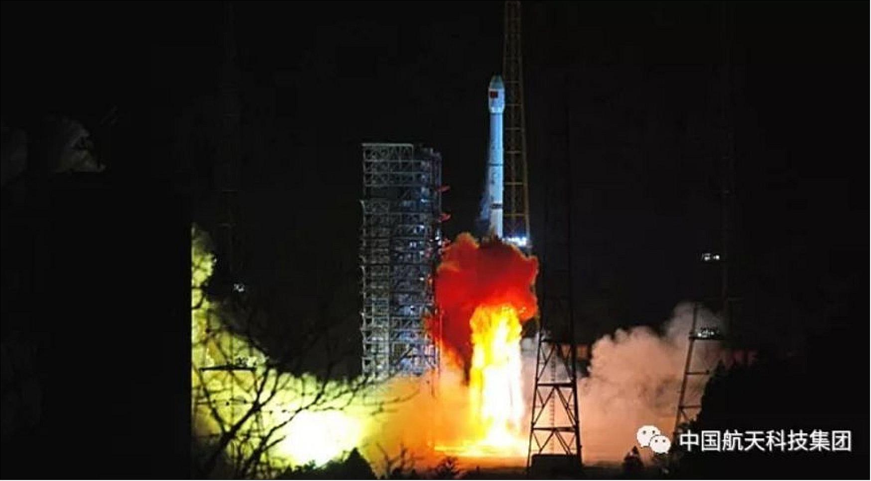 Figure 7: Launch of the Long March 3B rocket carrying Chang'e-4 on 7 December 2018 at the Xichang Satellite Launch Center in southwest China (image credit: CASC)