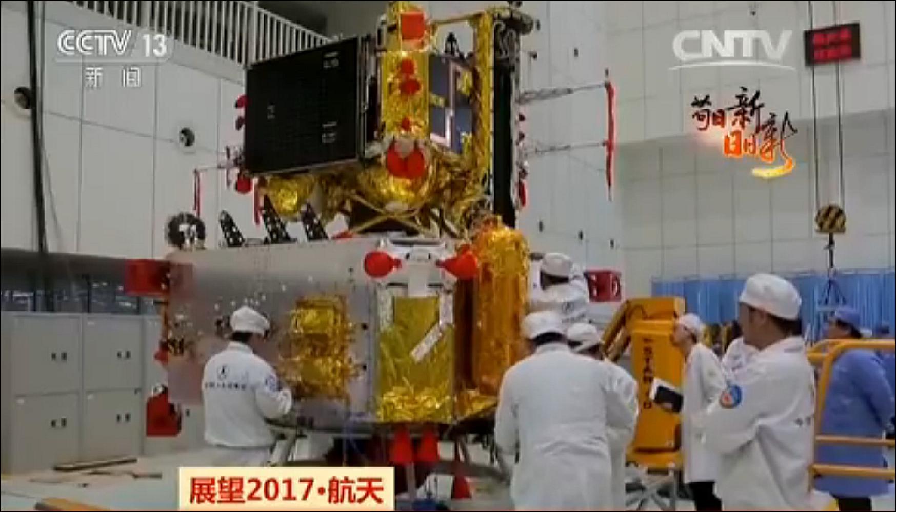 Figure 1: Scientists work on China's Chang'e-5 landing and ascent vehicles