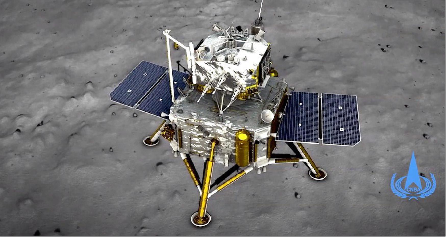 Figure 19: Illustration of the Chang’e-5 lander on the moon (image credit: CNSA)