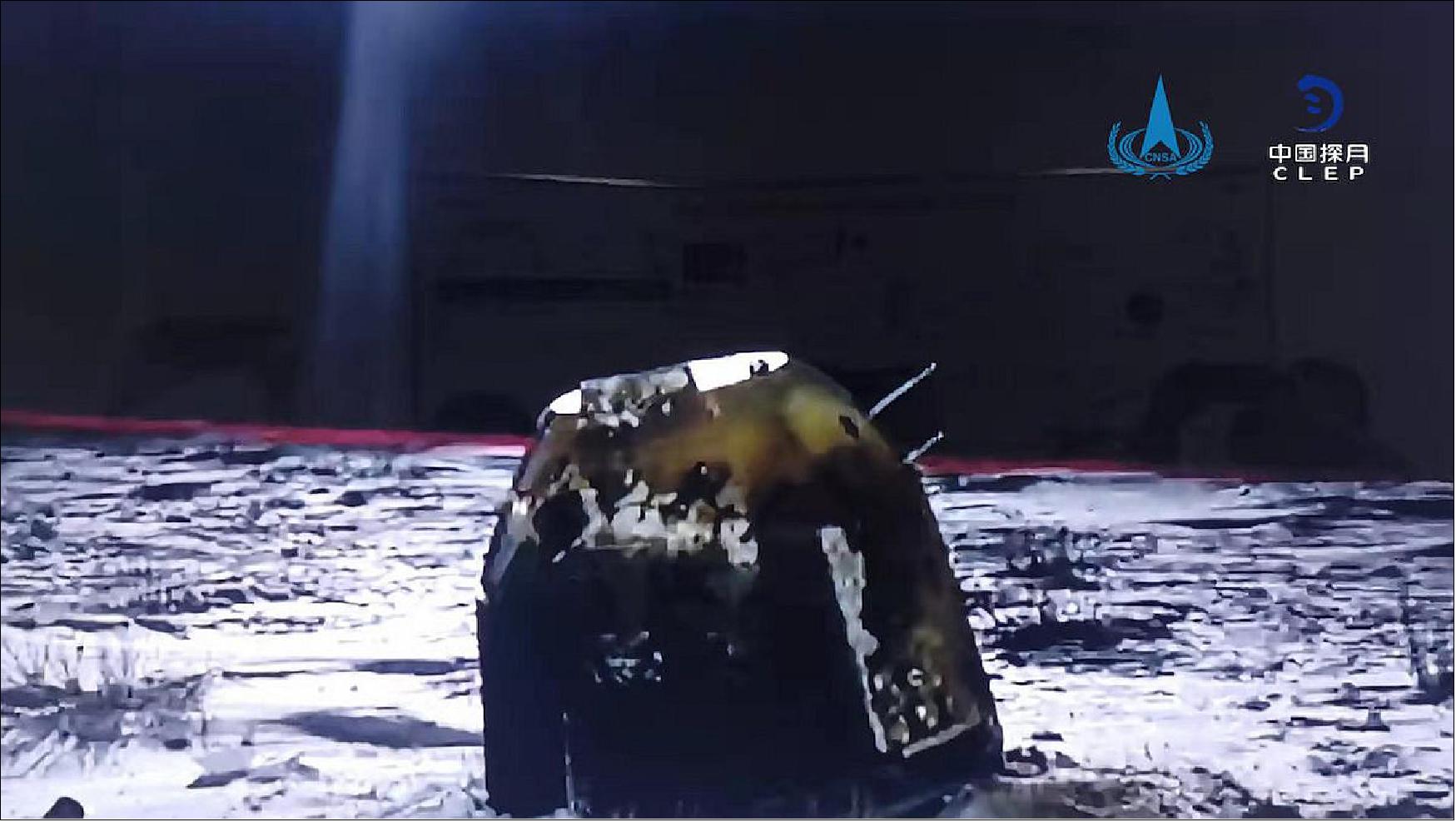 Figure 16: The Chang’e-5 sample return capsule with a mass of ~300 kg landed in China’s Inner Mongolia region at 17:59 GMT on 16 December 2020 (image credit: CNSA)