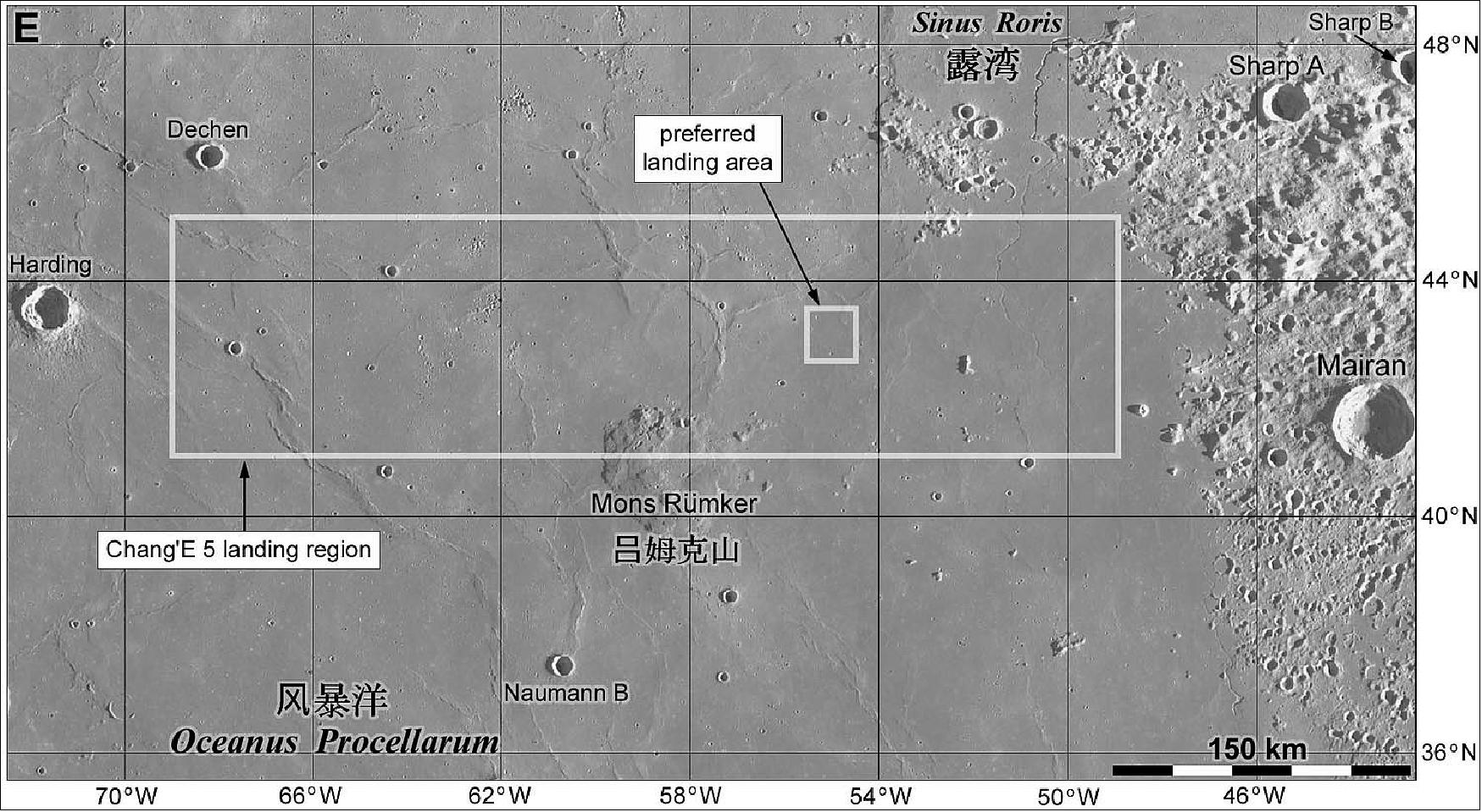 Figure 11: The selected landing area for the Chang’e-5 lunar sample return (image credit: Phil Stooke)