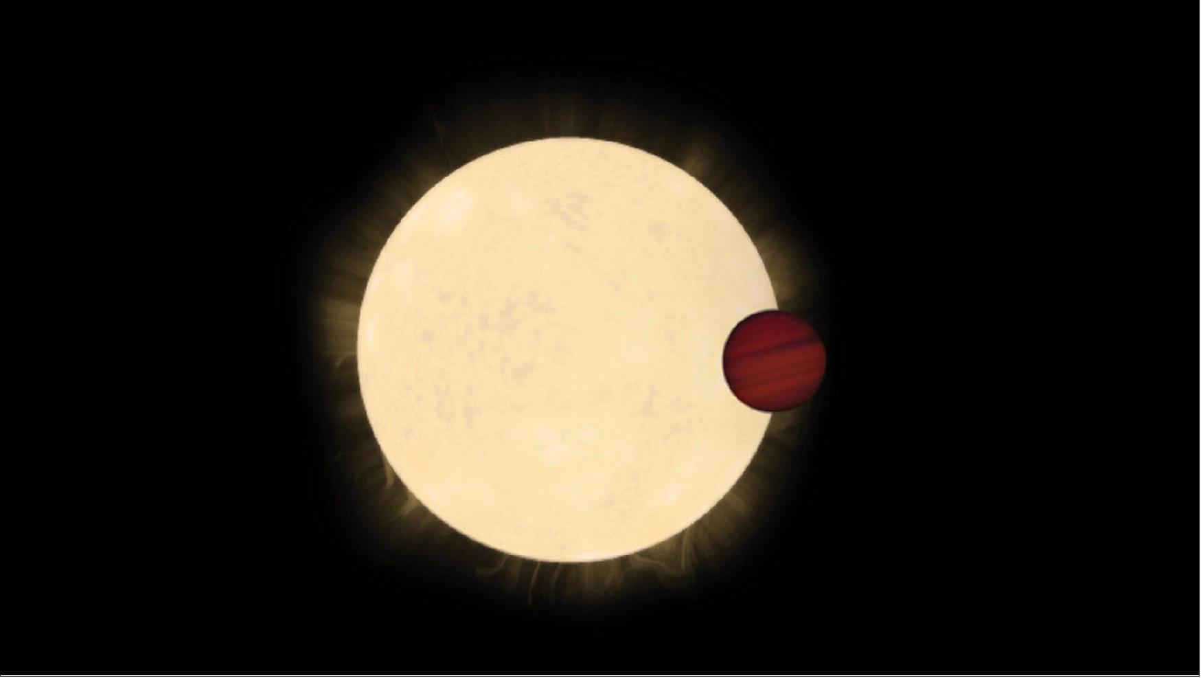 Figure 29: Artist's impression of star HD 93396 and its hot Jupiter planet, KELT-11b (image credit: ESA)