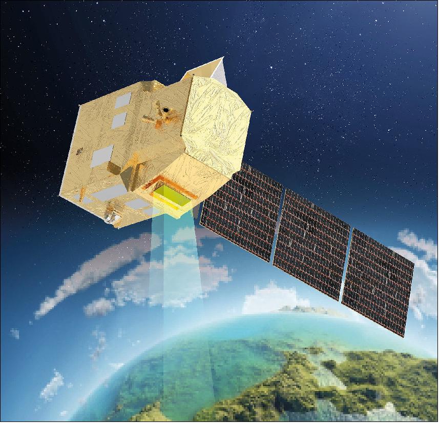 Figure 3: CHIME will carry a unique visible to shortwave infrared spectrometer to provide routine hyperspectral observations to support new and enhanced services for sustainable agricultural and biodiversity management, as well as soil property characterization. The mission will complement Copernicus Sentinel-2 for applications such as land-cover mapping (image credit: Thales Alenia Space)