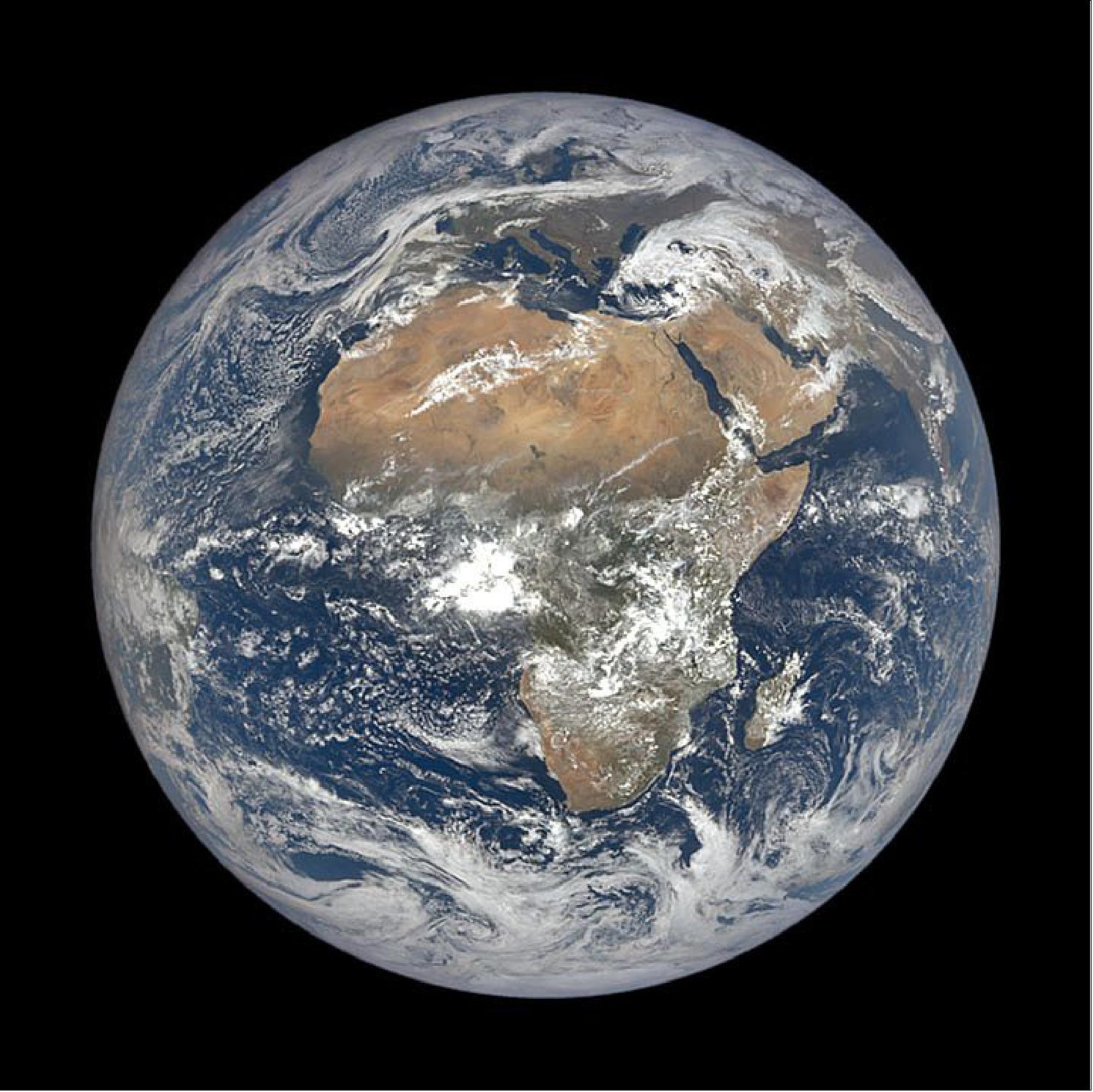 Figure 18: It means that the satellite’s EPIC (Earth Polychromatic Imaging Camera) is once again taking beautiful full-disk images of our home several times each day. NASA’s EPIC instrument acquired the image of Africa and Europe on March 19, 2020 (image credit: NASA Earth Observatory, Adam Voiland)