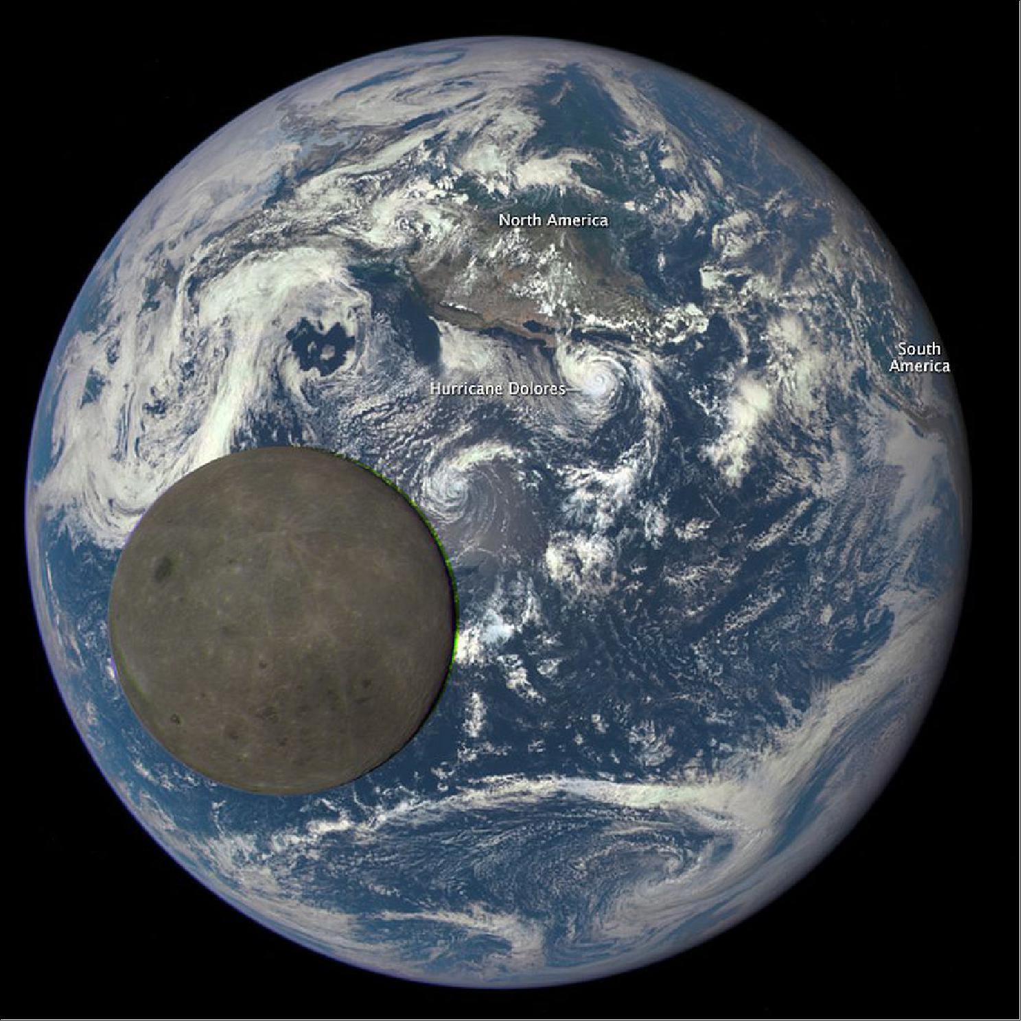Figure 35: On July 16, 2015, NASA's EPIC (Earth Polychromatic Imaging Camera) instrument on DSCOVR captured a unique view of the Moon as it passed between the spacecraft and Earth. The image shows the fully illuminated “dark side” of the Moon that is not visible from Earth. The DSCOVR spacecraft is located at the Lagrangian Point L1, located about 1.5 million km from Earth in the direction of the sun (image credit: NASA)