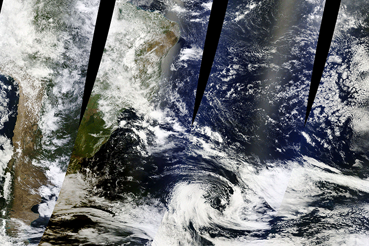 Figure 30: This animation shows a static view of Earth and the progression of the eclipse shadow (image credit: NASA Earth Observatory, images by Joshua Stevens, using MODIS and VIIRS data)