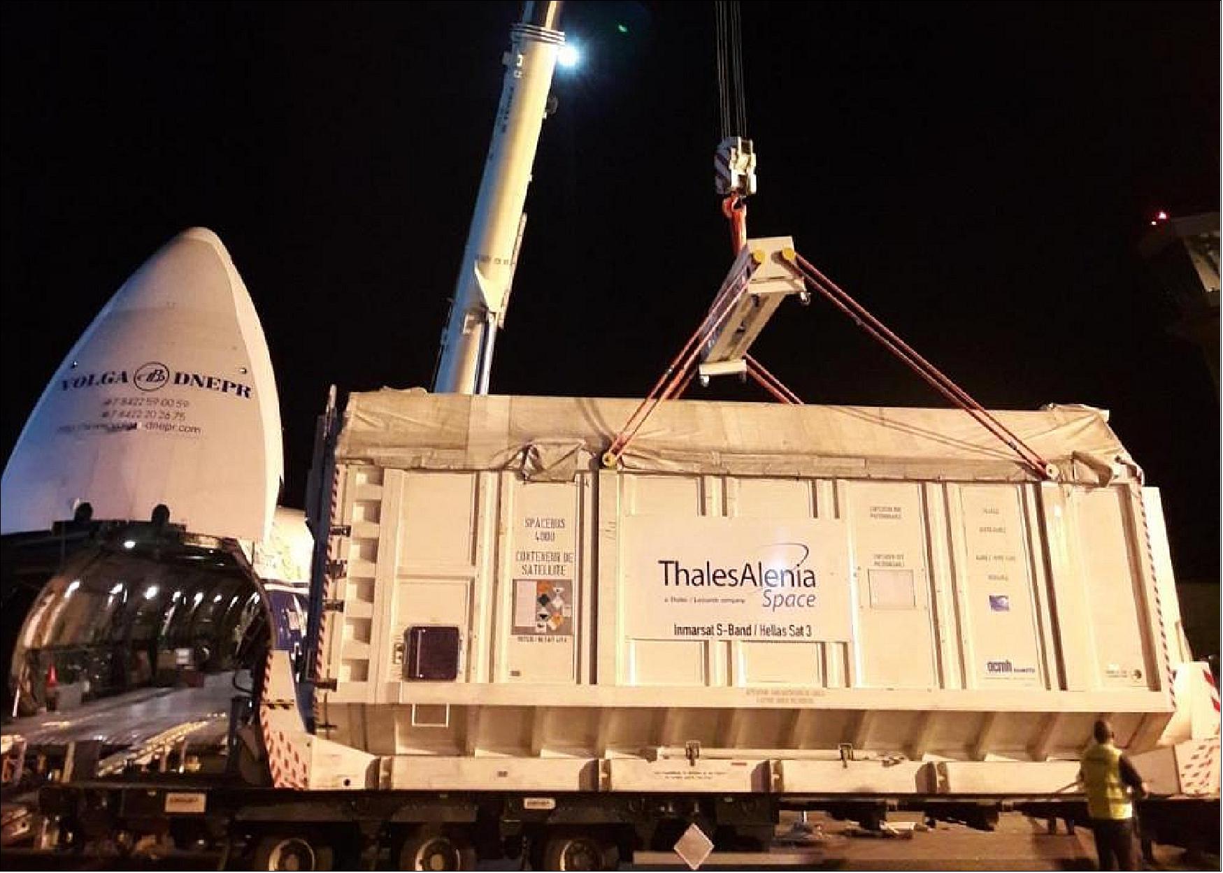 Figure 6: Photo of the Europasat container for shipment to Kourou (image credit: TAS)