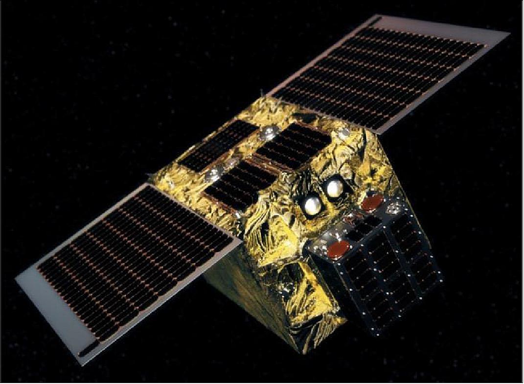 Figure 1: Illustration of the ELSA-d mission: showing the deployed Chaser (Servicer) with the attached Target (Client) satellite (image credit: Astroscale)