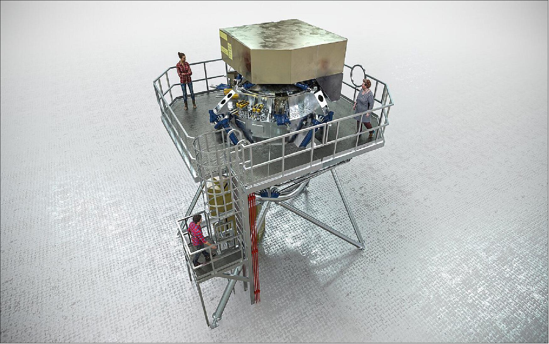 Figure 22: Artistic rendering of the METIS instrument set to be used with the Extremely Large Telescope upon completion. METIS will make full use of the giant main mirror of the telescope to study a wide range of science topics, from objects in our Solar System to distant active galaxies (image credit: ESO/METIS Consortium/L. Calçada)