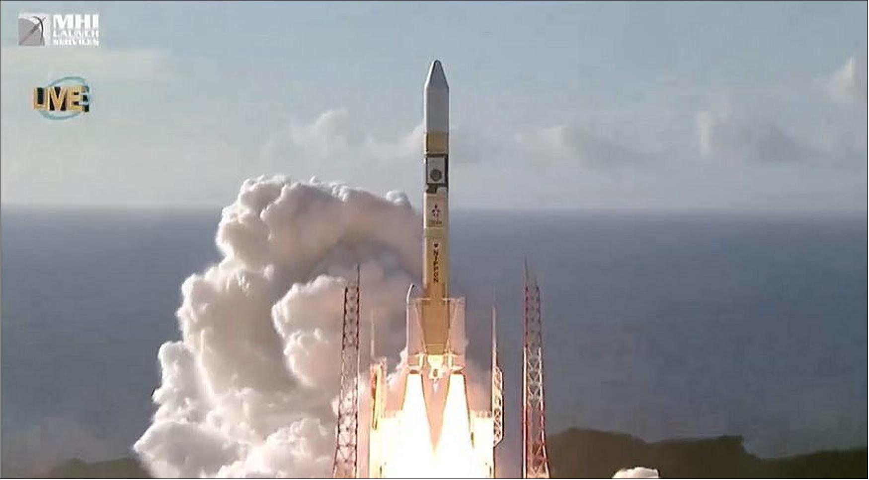 Figure 6: The H-IIA rocket carrying the UAE's Hope Mars orbiter mission lifts off on 19 July 2020 (image credit: MHI webcast)