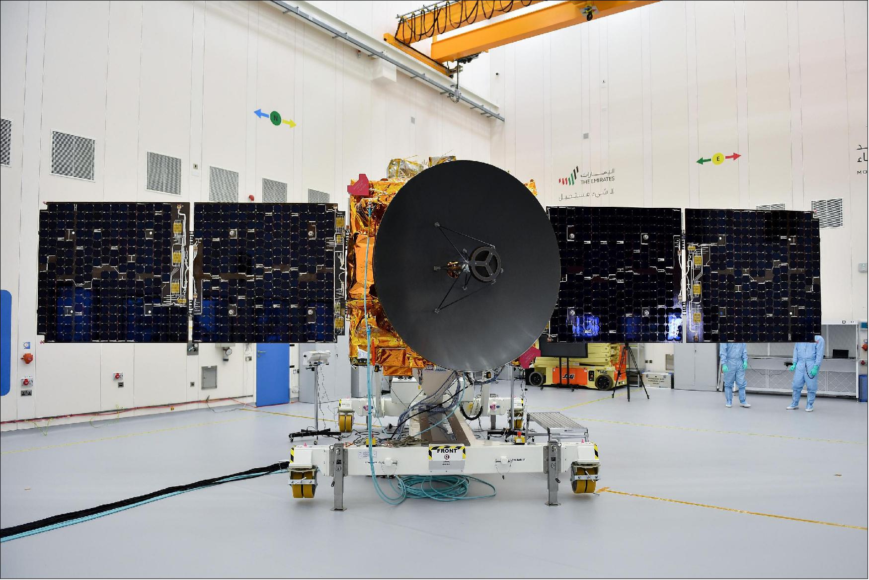Figure 4: Photo of the deployed EMM Hope spacecraft at MBRSC prior to shipment (image credit: AETOSWire)