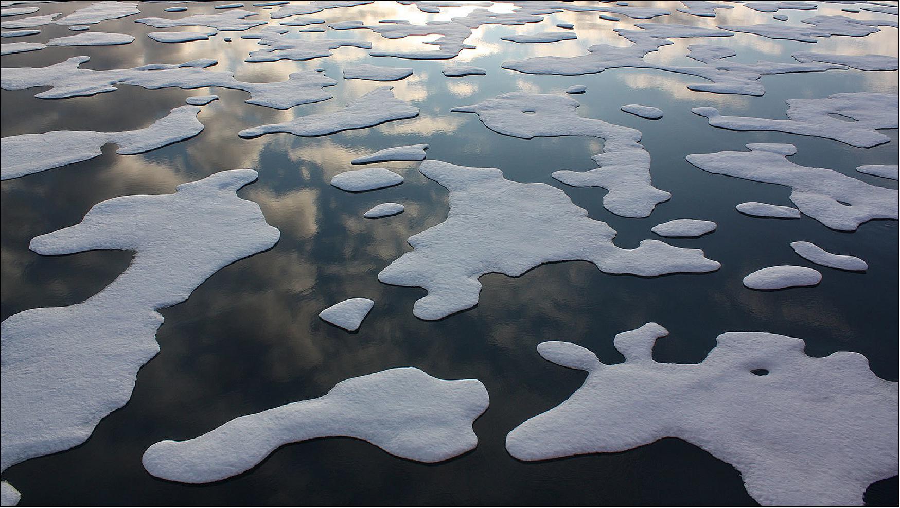 Figure 98: Arctic sea ice was photographed in 2011 during NASA's ICESCAPE (Impacts of Climate on Ecosystems and Chemistry of the Arctic Pacific Environment) mission, a shipborne investigation to study how changing conditions in the Arctic affect the ocean's chemistry and ecosystems. The bulk of the research took place in the Beaufort and Chukchi seas in the summers of 2010 and 2011 (image credit: NASA/Kathryn Hansen)