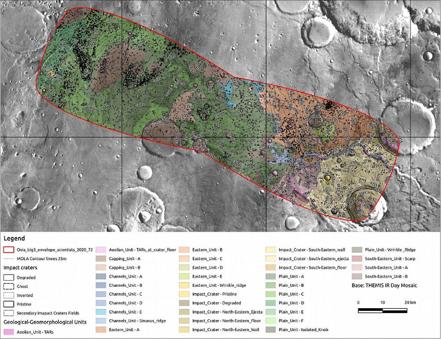 Figure 104: Oxia Planum texture map (image credit: Base map: NASA/JPL-Caltech/Arizona State University; analysis: IRSPS/TAS-I)