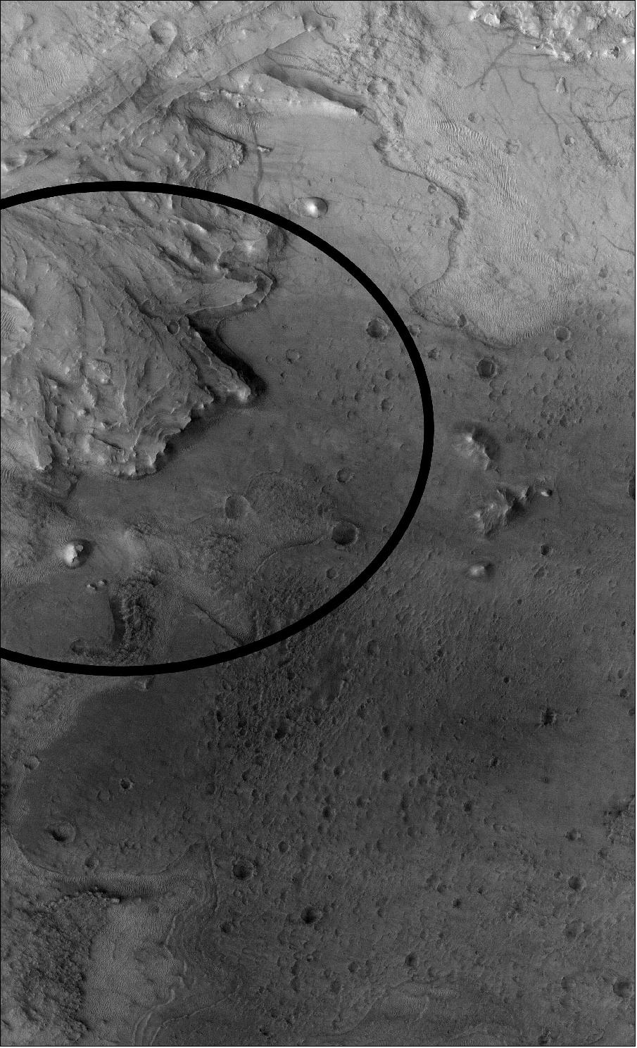 Figure 29: The image was taken by the CaSSIS camera on the ESA-Roscosmos ExoMars Trace Gas Orbiter as part of an imaging campaign of the rover's future neighborhood (image credit: ESA/Roscosmos/CaSSIS, CC BY-SA 3.0 IGO)