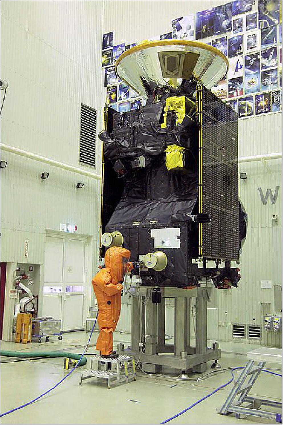 Figure 5: The ExoMars 2016 Trace Gas Orbiter (with Schiaparelli on top) being fuelled at the Baikonur Cosmodrome in Kazakhstan (image credit: ESA) 14)