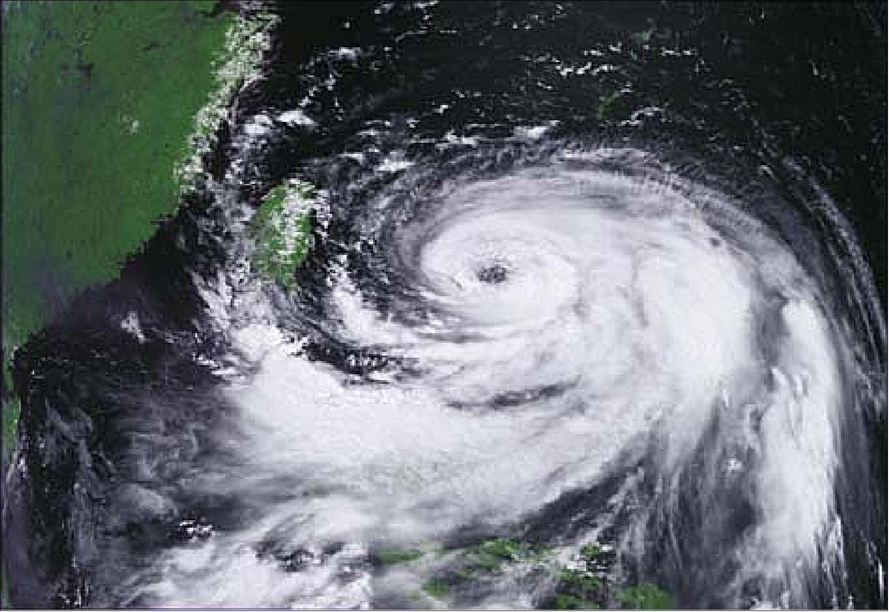 Figure 8: Typhoon Fung-wong monitored by the MERSI instrument of FY-3A on 27 July, 2008 (image credit: NSMC)