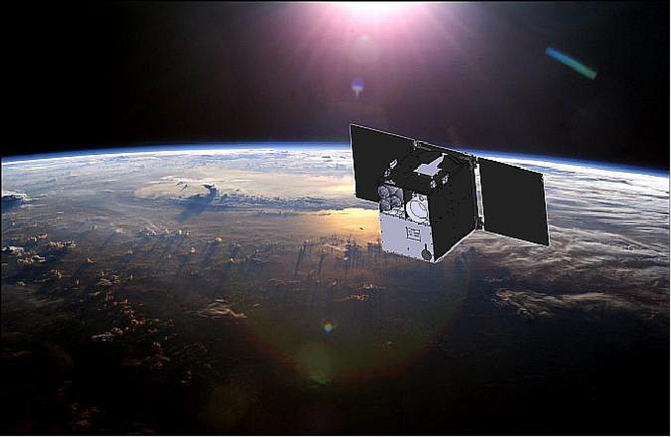 Figure 1: Artist's rendition of the deployed Flying Laptop spacecraft (image credit: IRS Stuttgart)