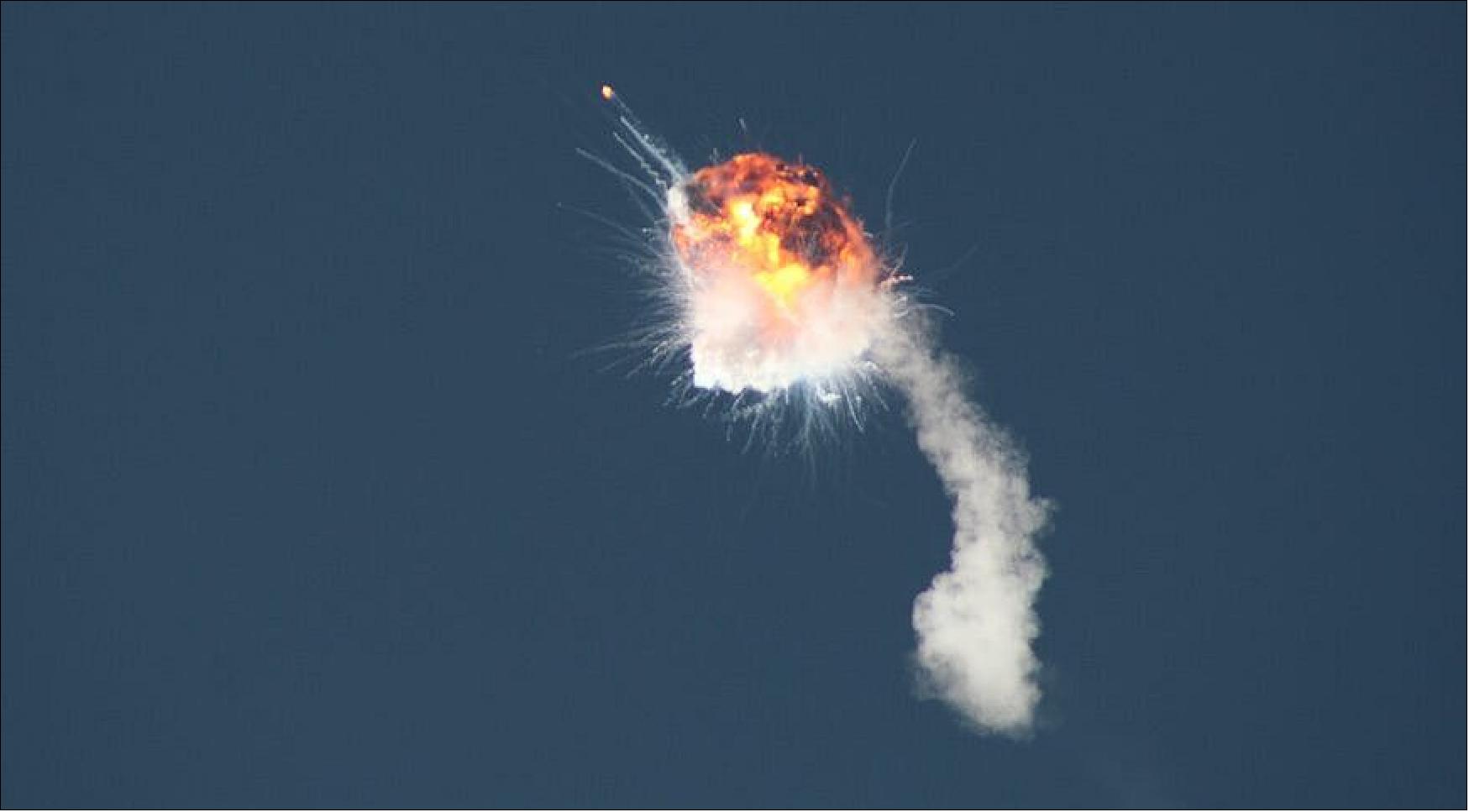 Figure 7: Firefly Aerospace's Alpha rocket explodes about two minutes after liftoff from Vandenberg Space Force Base in California (image credit: SpaceNews/Jeff Foust)