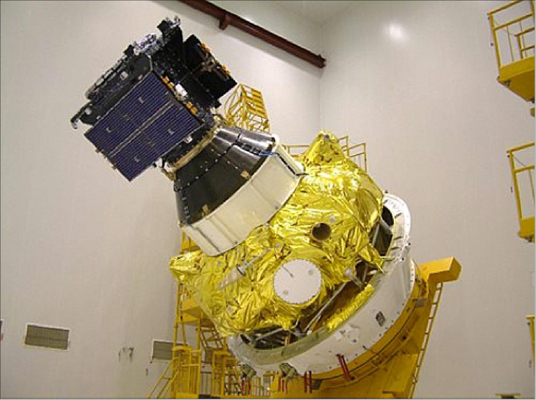 Figure 9: Photo of GIOVE-A on top of the Fregat upper stage (image credit: SSTL, ESA)