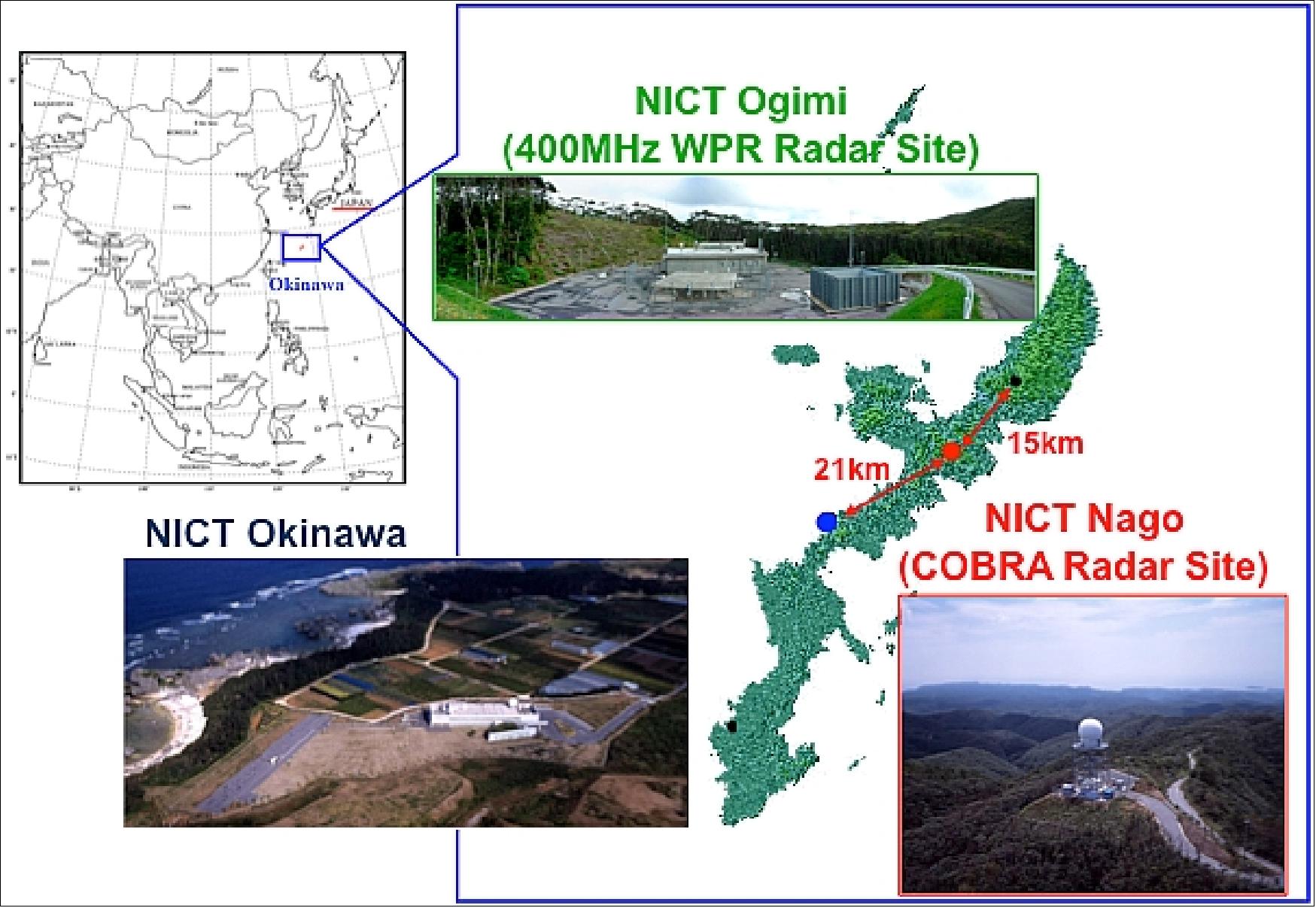 Figure 85: Site locations of the ground validation site in Okinawa (image credit: NICT)