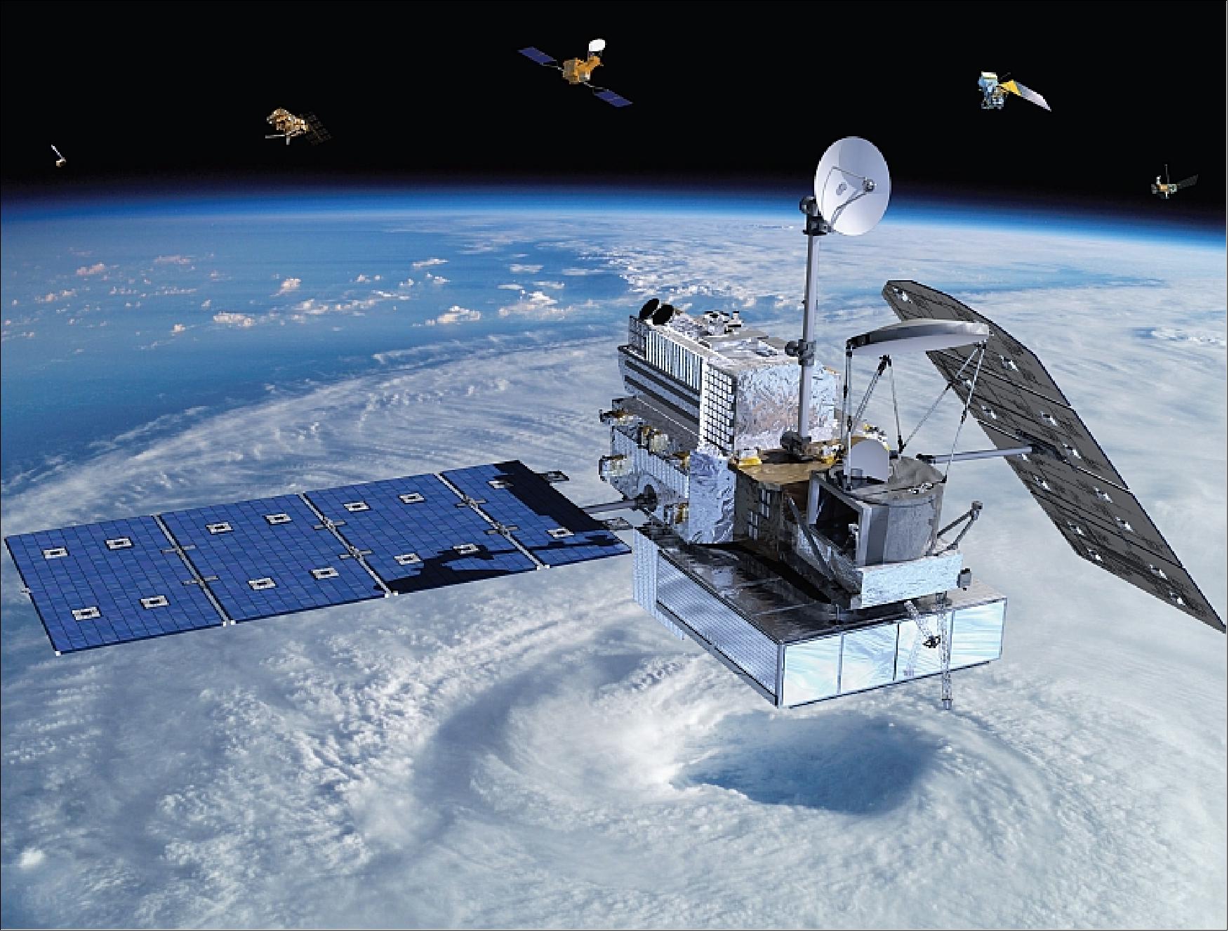 Figure 4: Artist's rendition of the deployed GPM spacecraft in orbit (image credit: NASA)