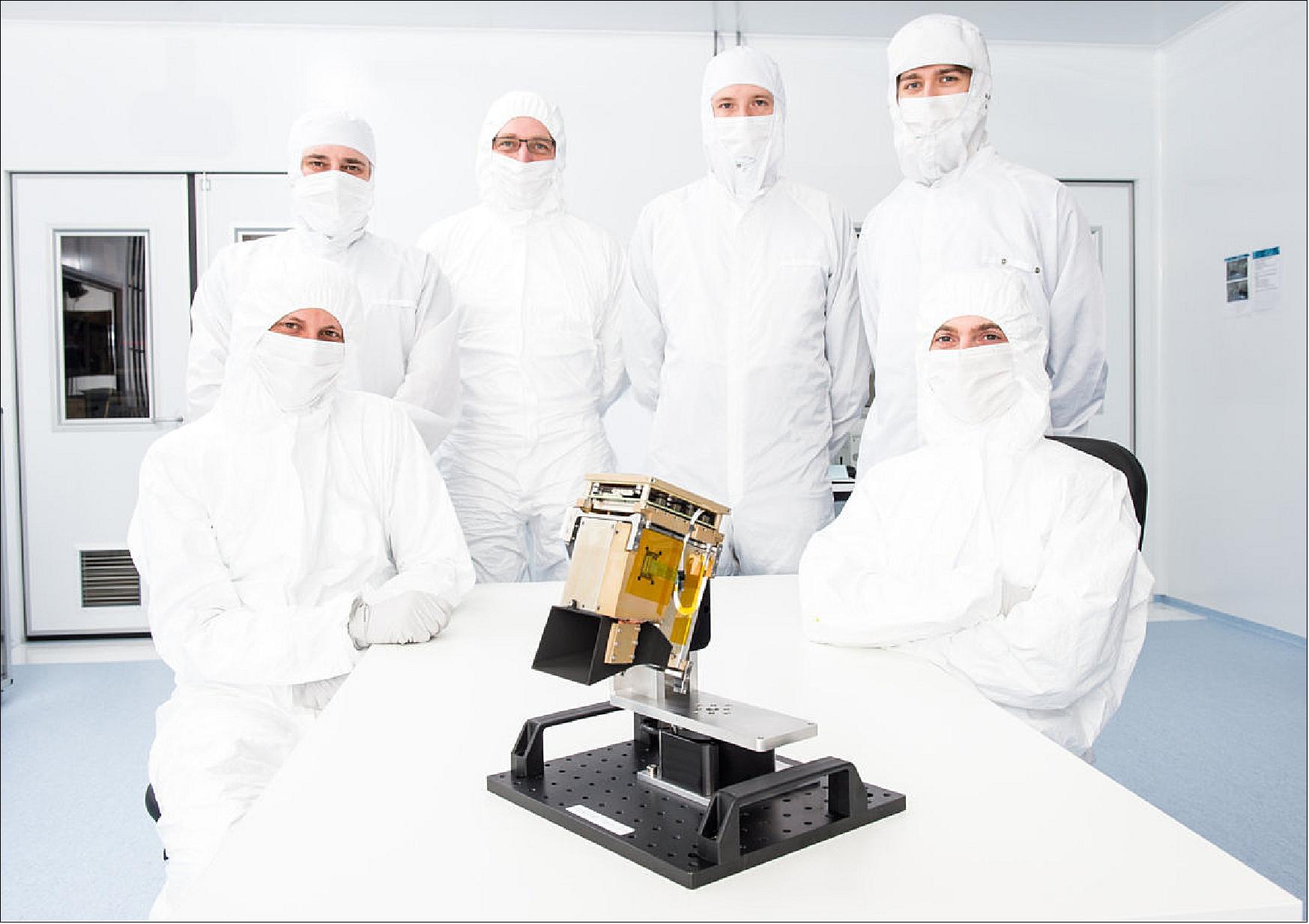 Figure 24: The compact HyperScout hyperspectral imager, small enough to fit aboard CubeSats, was developed by this team from cosine Research in the Netherlands (image credit: cosine Research)