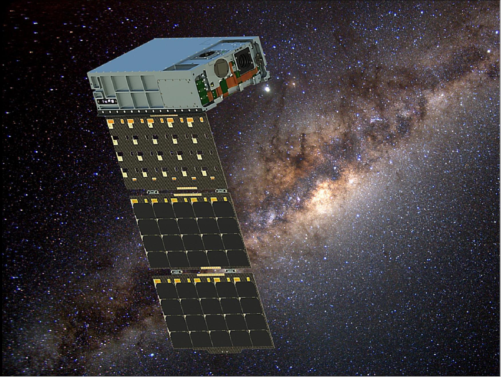 Figure 7: Artist's rendition of the deployed nanosatellite (image credit: BCT)
