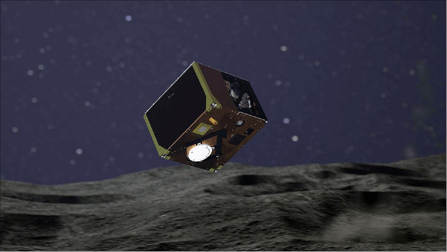 Figure 84: Artist's rendition of MASCOT during the landing approach (image credit: DLR (CC-BY 3.0))