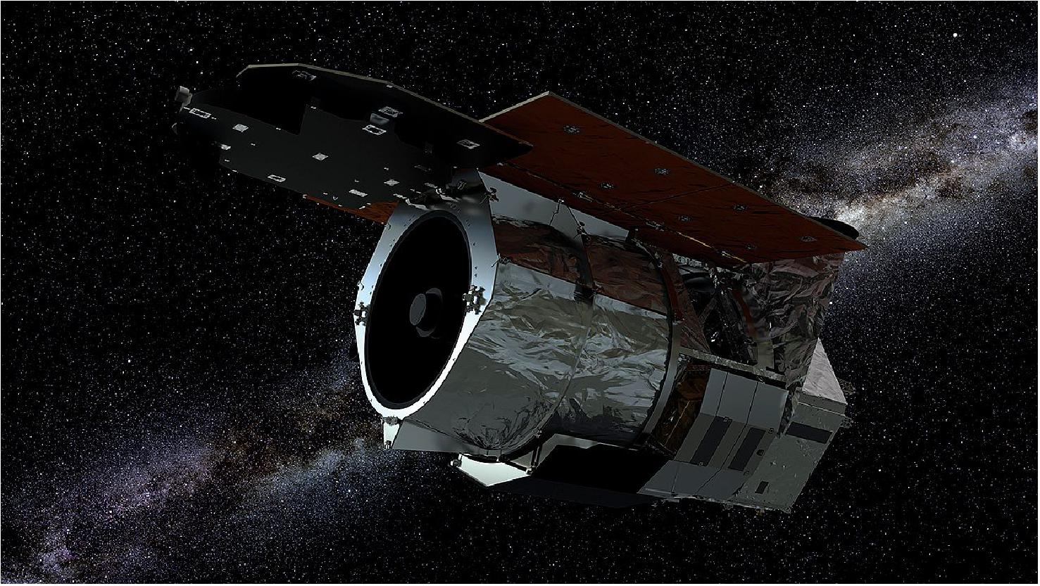 Figure 60: An artist's illustration of the Roman Space Telescope against a starry background, formerly WFIRST. It will revolutionize astronomy by building on the science discoveries and technological leaps of the Hubble and James Webb space telescopes (image credit: NASA/GSFC)