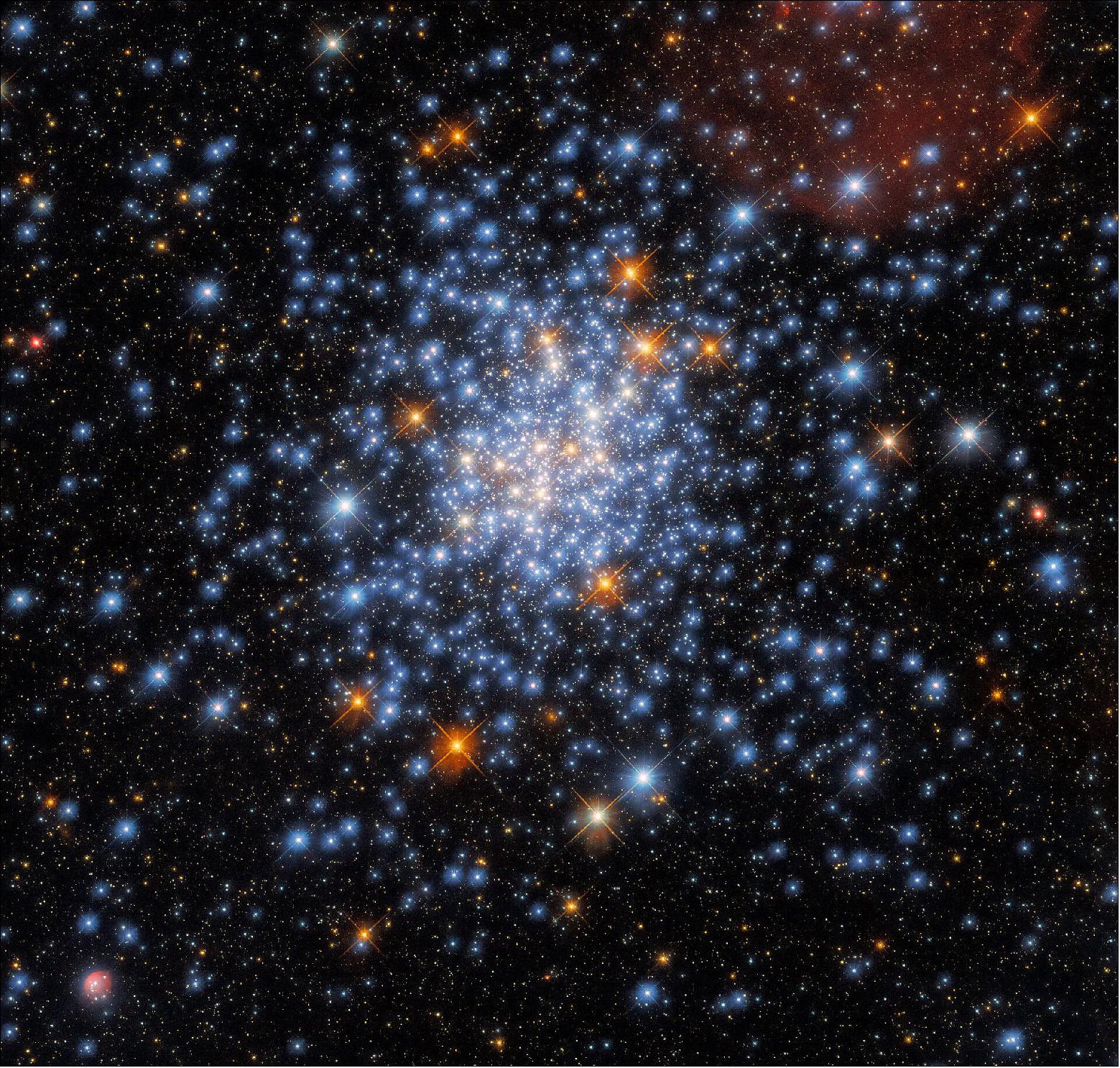 Figure 73: This Picture of the Week depicts the open star cluster NGC 330, which lies around 180,000 light-years away inside the Small Magellanic Cloud. The cluster — which is in the constellation Tucana (The Toucan) — contains a multitude of stars, many of which are scattered across this striking image (image credit: ESA/Hubble & NASA, J. Kalirai, A. Milone; CC BY 4.0)