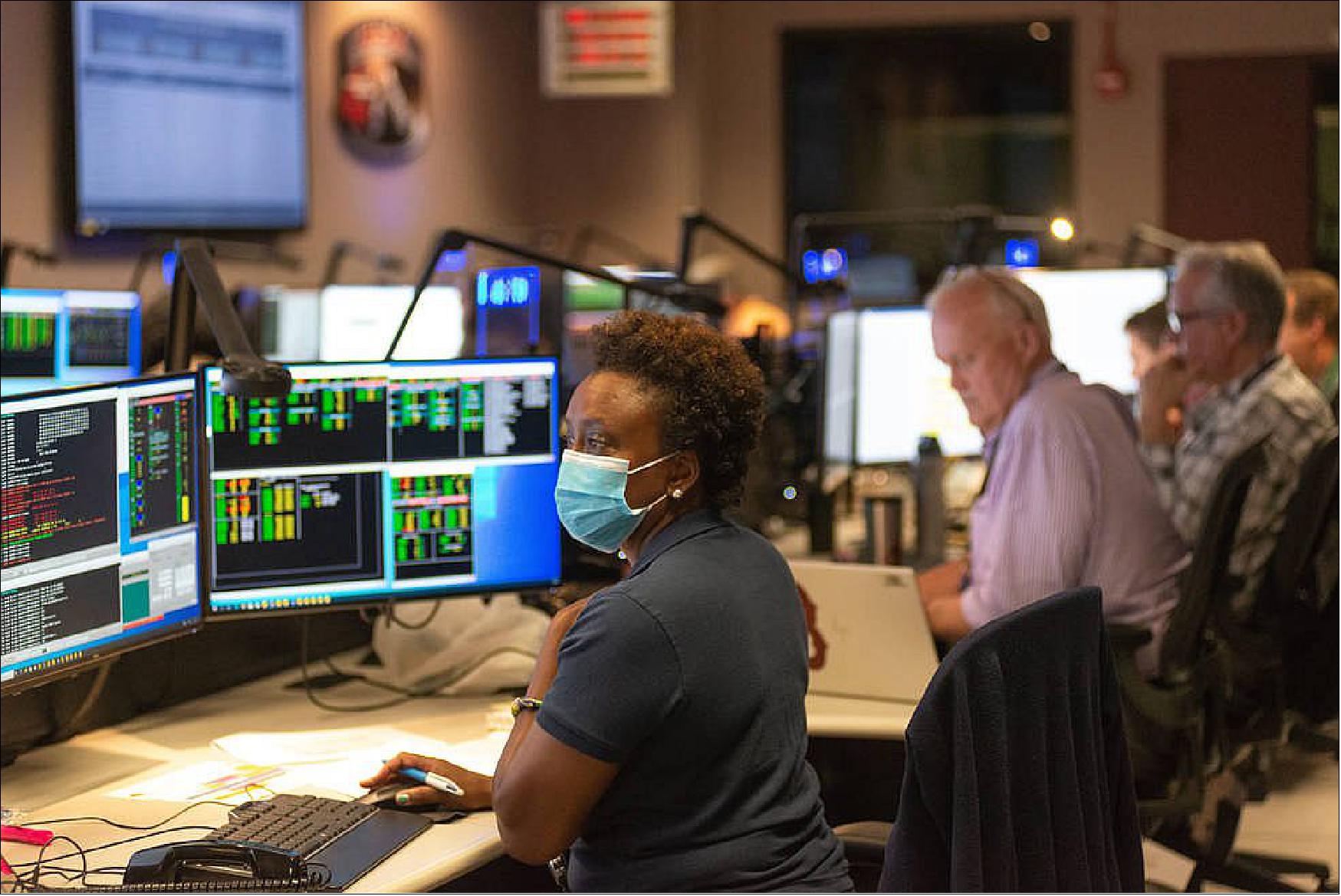 Figure 68: Nzinga Tull, Hubble systems anomaly response manager at NASA’s Goddard Space Flight Center in Greenbelt, Maryland, works in the control room July 15 to restore Hubble to full science operations (image credit: NASA/GSFC, Rebecca Roth)