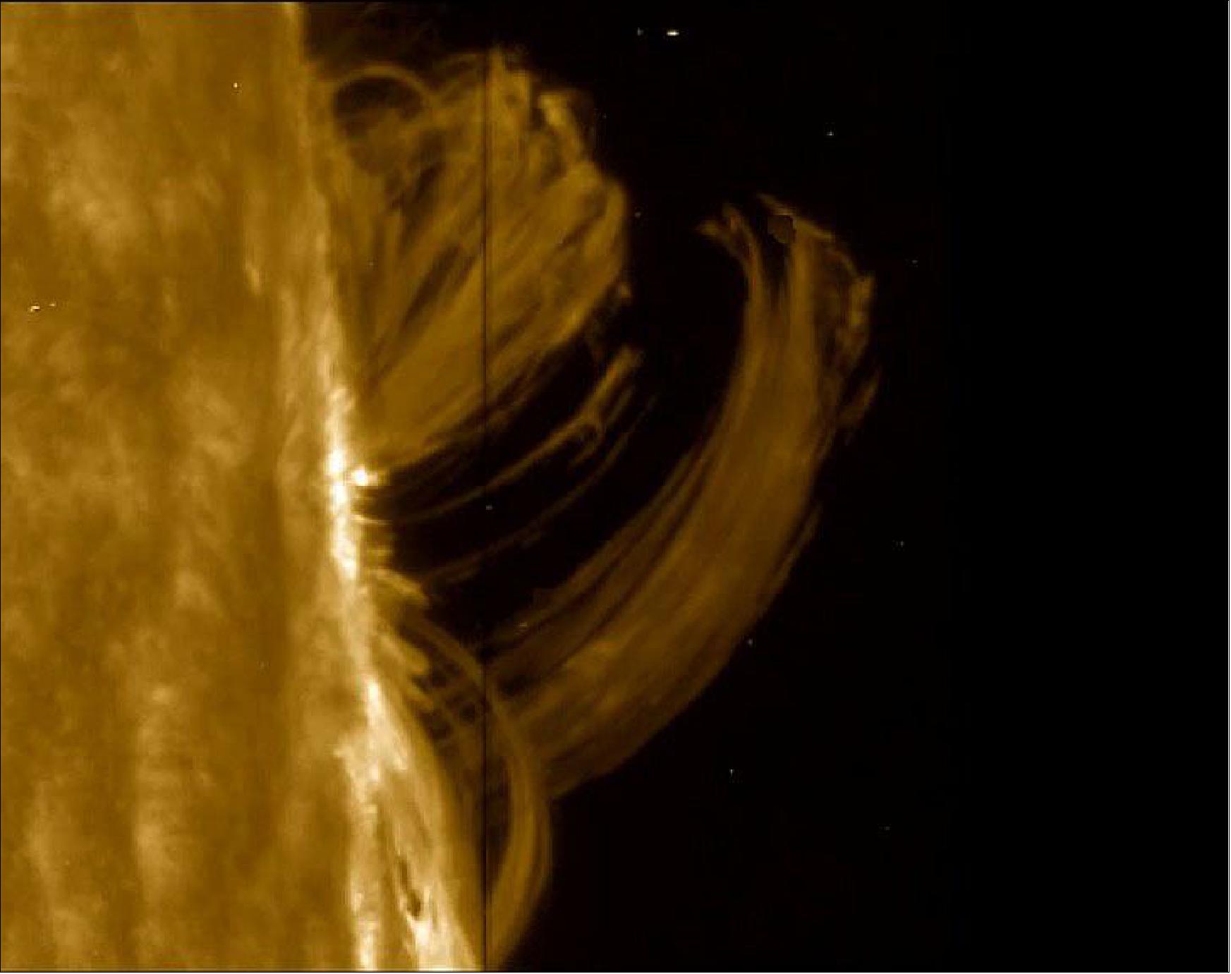 Figure 15: Photo of a mid-sized flare on the solar limb, acquired by IRIS on July 24, 2016 (image credit: NASA/GSFC)