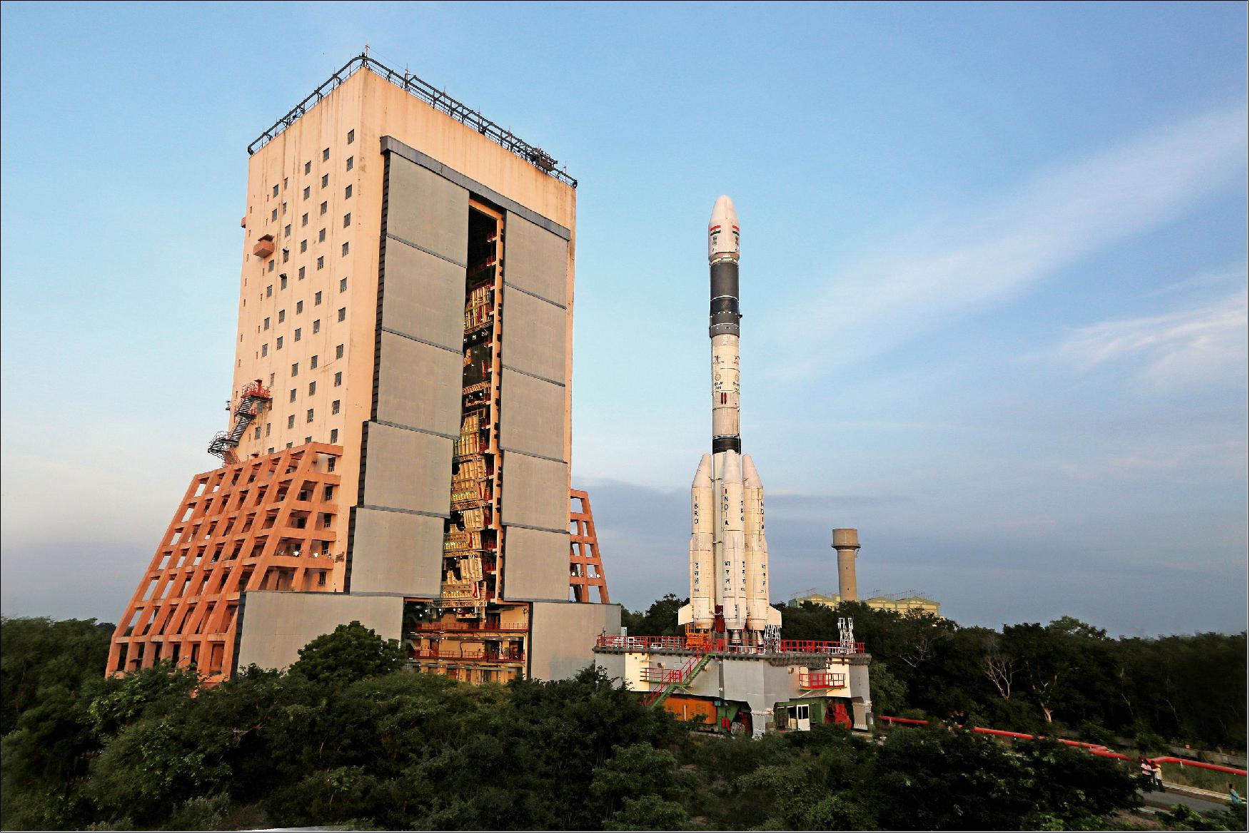 Figure 5: Image of the fully integrated GSLV-F05 carrying INSAT-3DR (image credit: ISRO)