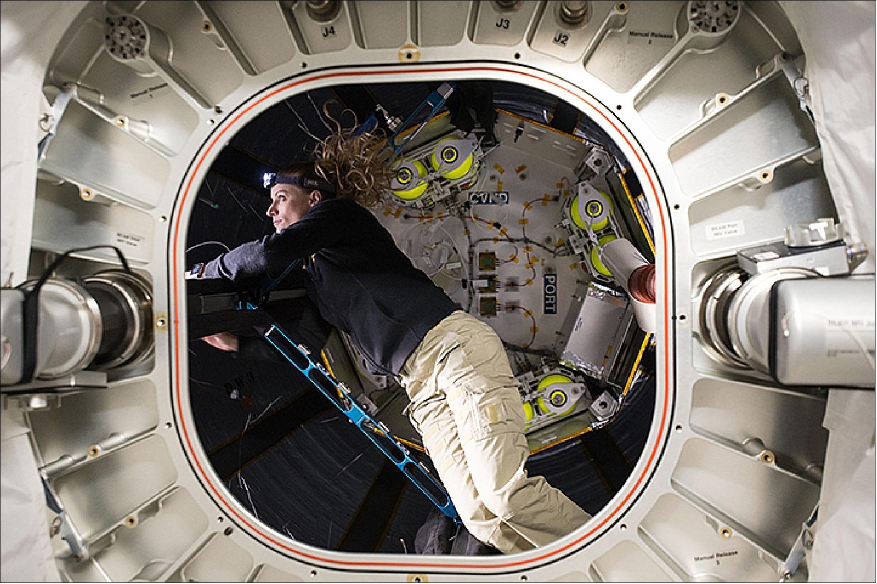 Figure 10: NASA astronaut Kate Rubins conducts tests and replaces parts inside the BEAM on Sept. 5, 2016 (image credit: NASA)