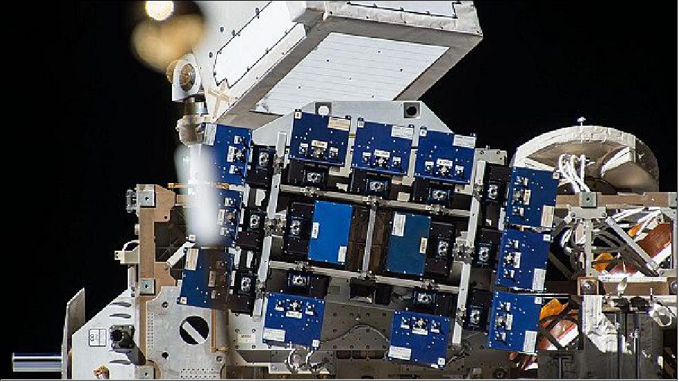 Figure 7: Photo documentation of the Materials ISS Experiment Flight Facility (MISSE-FF) platform aboard the International Space Station (image credit: NASA)
