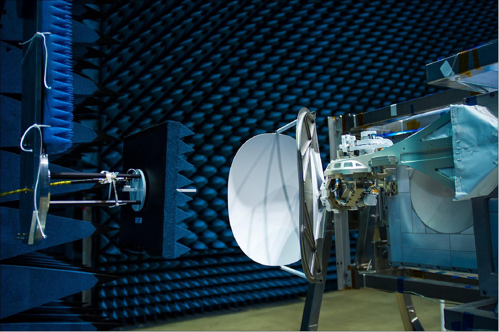 Figure 2: The COLKa antenna is being tested in the Hertz Test Chamber of ESA/ESTEC (image credit: ESA, M. Cowan) 6)