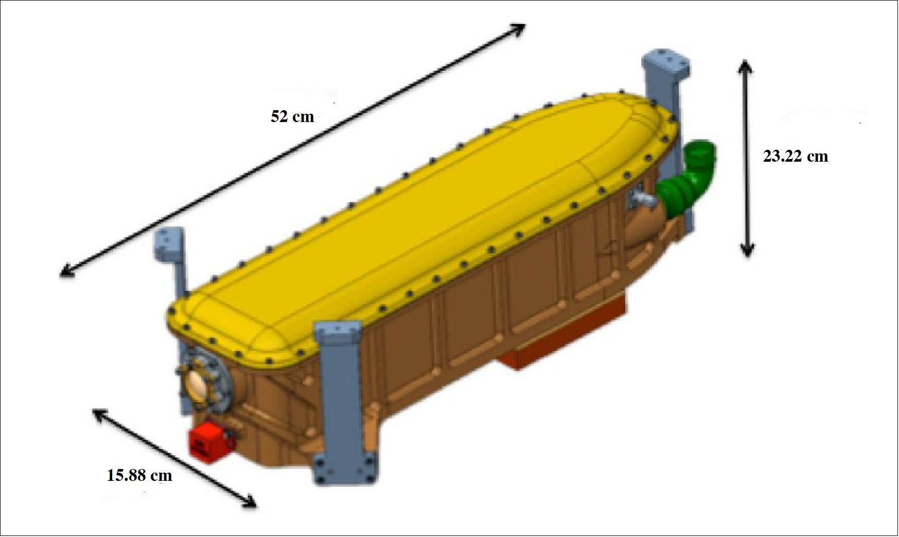 Figure 25: The full GEDI laser assembly is seen above. Note; the laser will be built in this orientation, sealed, pressurized, and then inverted 1800 when it is mounted on the GEDI optical bench. This allows for easy access to the laser head thermal interface with which to mount the JEM thermal plates and TECs (image credit: NASA)