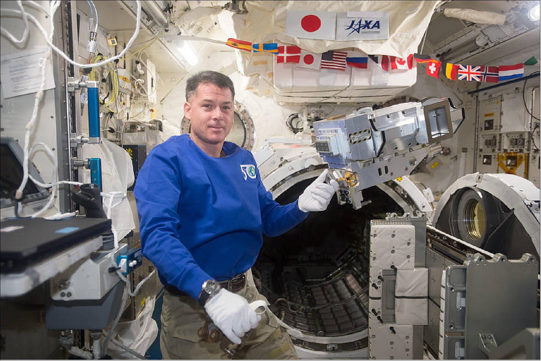 Figure 3: Photo of astronaut Shane Kimbrough with RELL aboard the International Space Station (image credit: NASA)