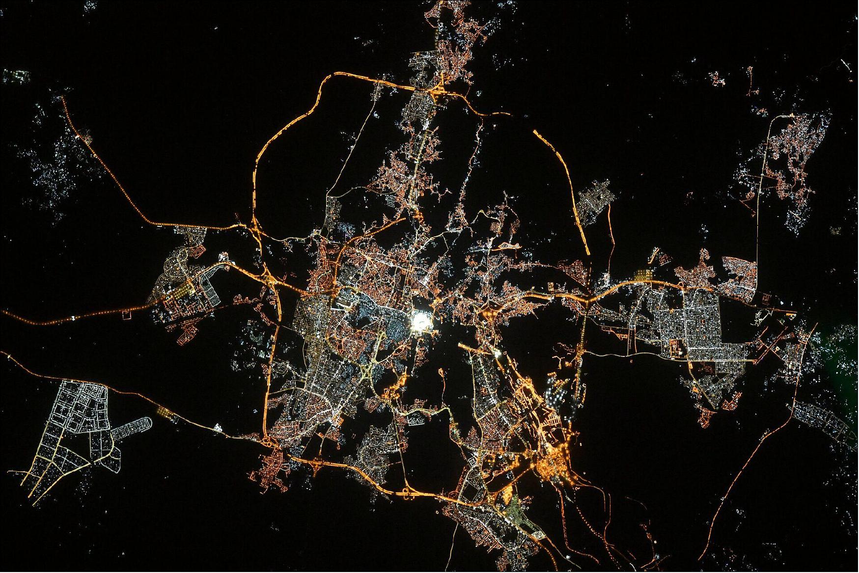 Figure 87: ESA astronaut Thomas Pesquet snapped this image of the city of Mecca in Saudi Arabia during his second long-duration mission known as Alpha. He posted it on social media saying "So bright at night that it ended up overexposed, as I wanted to see the city lights too. Happy end of Ramadan!" (image credit: ESA/NASA–T. Pesquet)