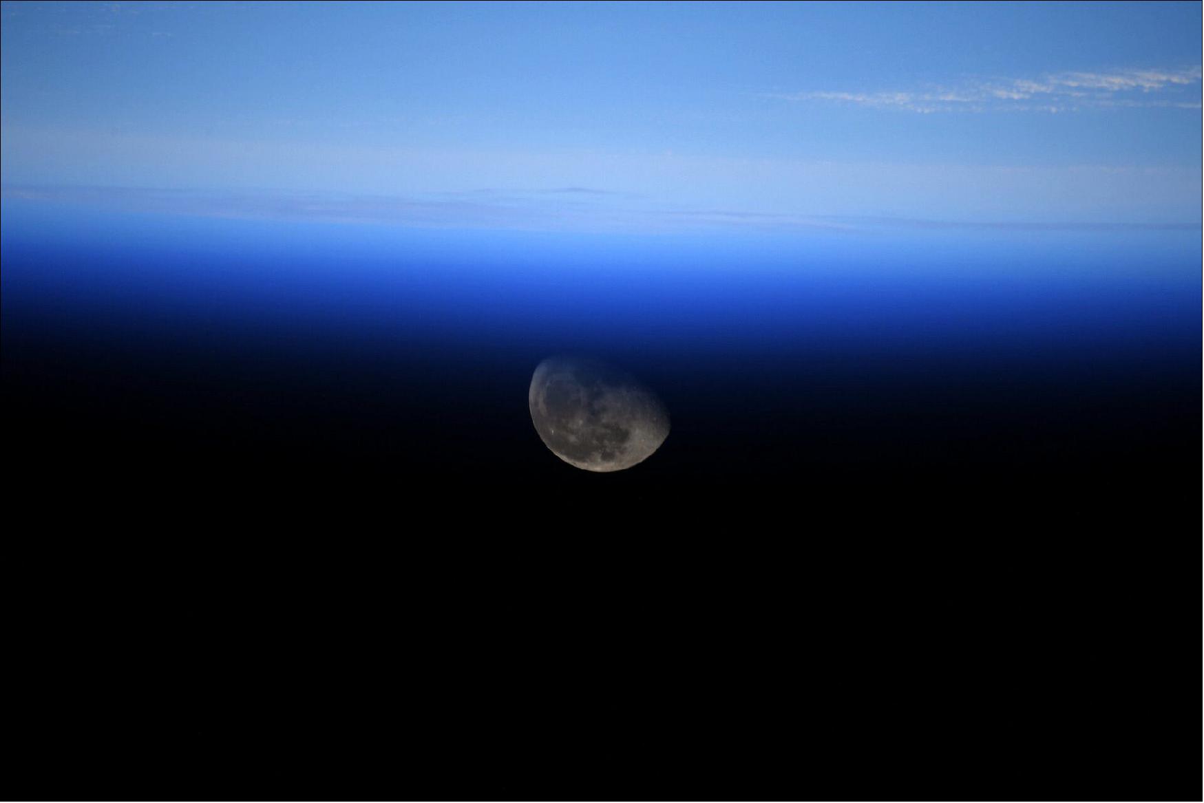 Figure 38: The Moon seen from the International Space Station by ESA astronaut Thomas Pesquet on 30 May 2021 (image credit: ESA/NASA–T. Pesquet)