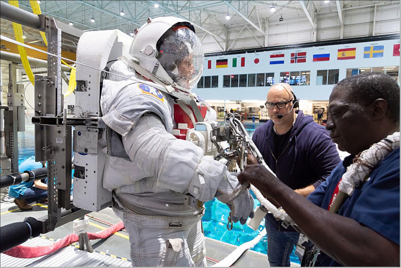 Figure 10: Expedition 60 crew members Luca Parmitano and Andrew Morgan perform a Hardware Review at the NBL (image credit: NASA)