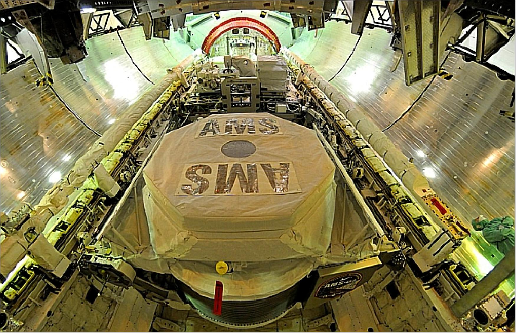 Figure 2: Photo of the AMS-02 assembly in the Shuttle bay (image credit: AMS collaboration)
