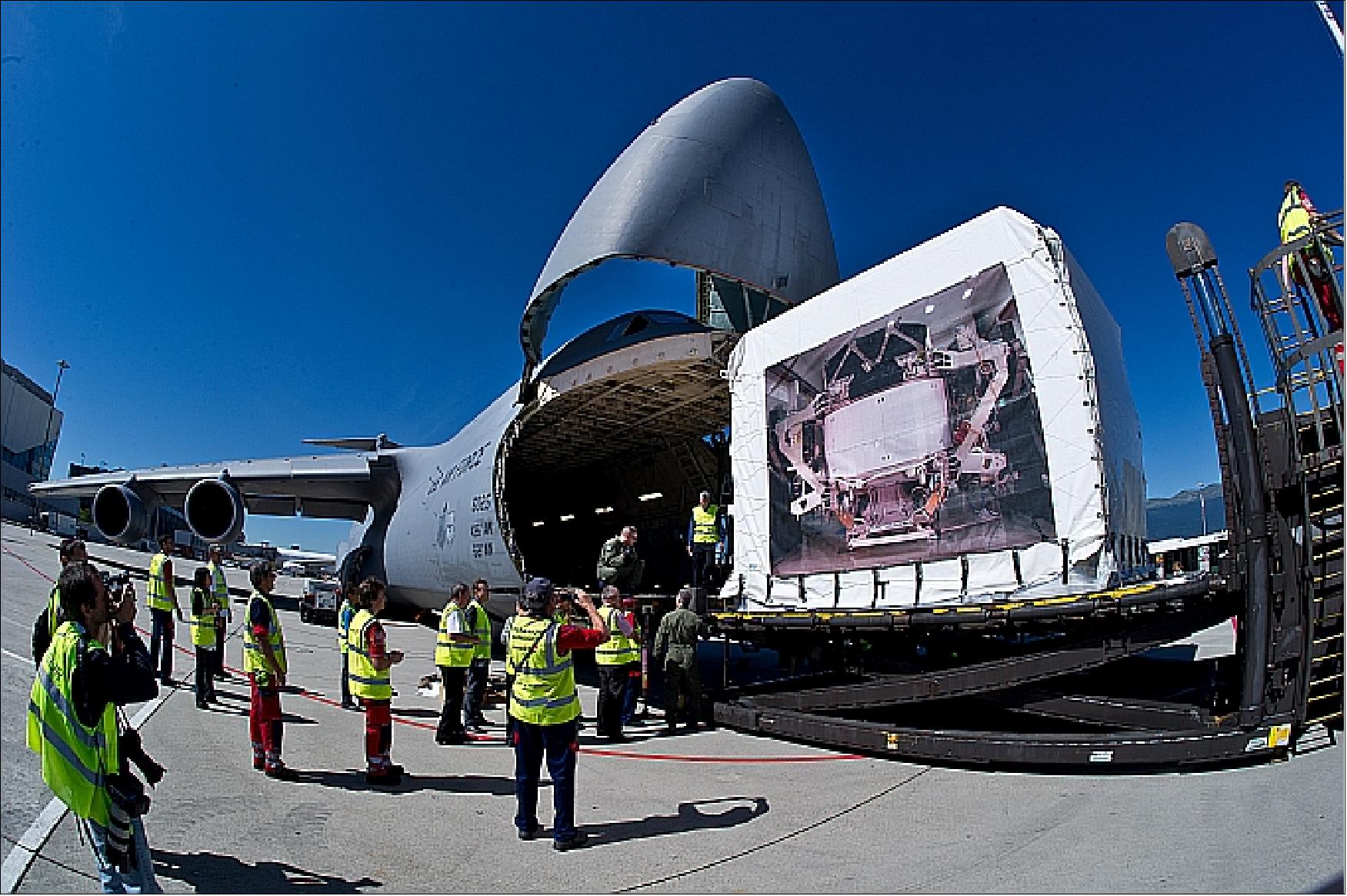 Figure 53: AMS-02 loaded onto the US Air Force C-5 Galaxy aircraft (image credit: ESA)