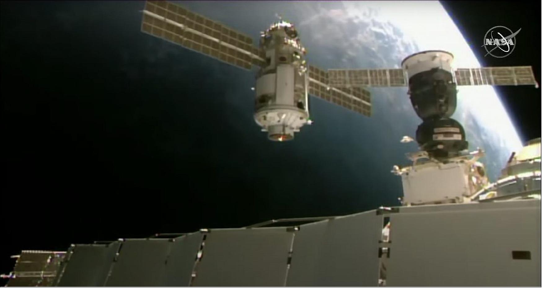 Figure 10: Nauka approaches the space station, preparing to dock (image credit: NASA TV)