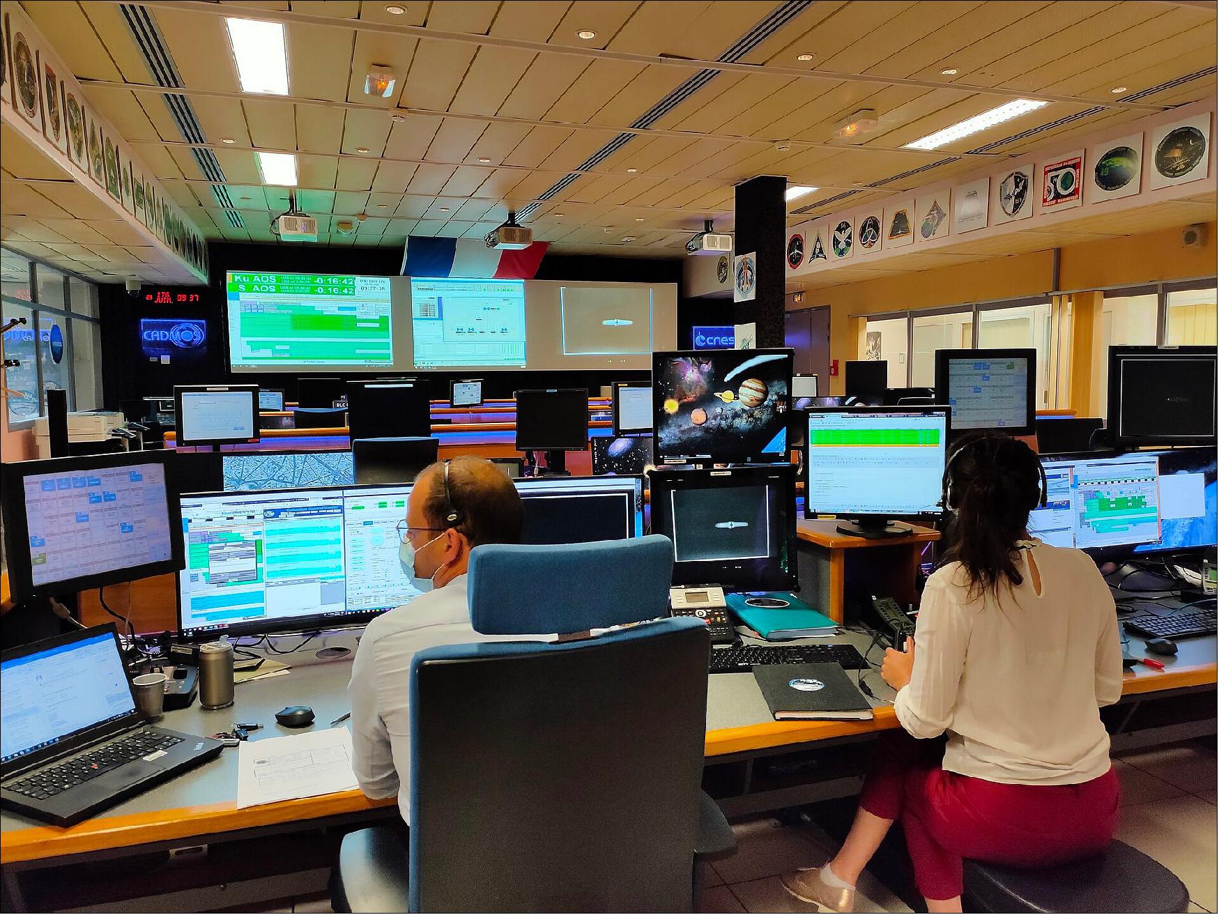 Figure 7: The CADMOS control centre during the 12th campaign of the PK-4 experiment. CADMOS Human Spaceflight Department of France's space agency (CNES) and one of Europe's User Support Operations Centers that control and monitor experiments and hardware on the ISS (image credit: CNES)